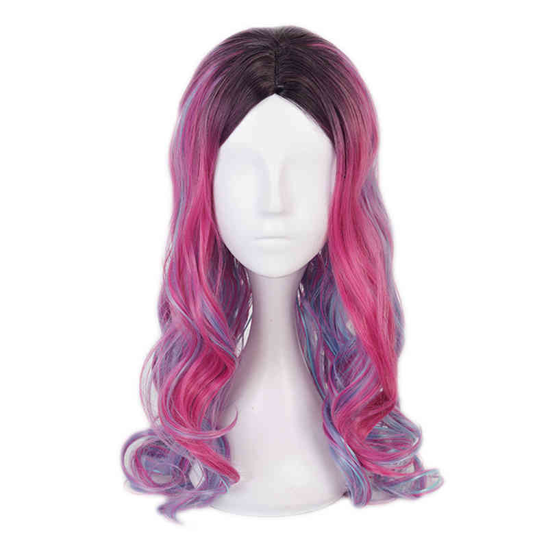 

Descendants 3 Women Audrey Wig Mixed colors Synthetic Hair Cosplay Costume Wigs For Children and Adult + Free Wig Cap