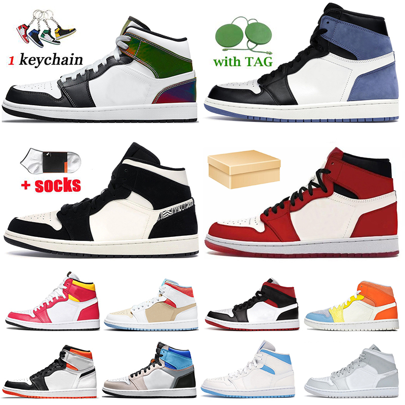 

With Box JumpmanÂ 1 1s Top Fashion Mens Basketball Shoes Trainers High OG Hyper Royal Mid Black Chile Red White Prototype Dark Mocha Grey Cam