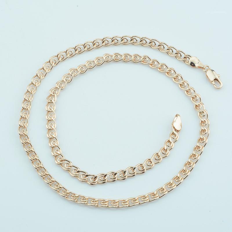

5mm Snail Necklace Men Women 585 Gold Color Chains Copper Jewelry (NO RED BOX)1