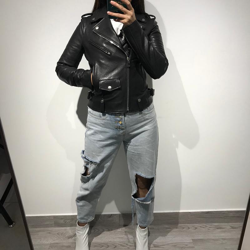 

Women' Leather & Faux Women Printed Real Jacket Ladies Genuine, Black
