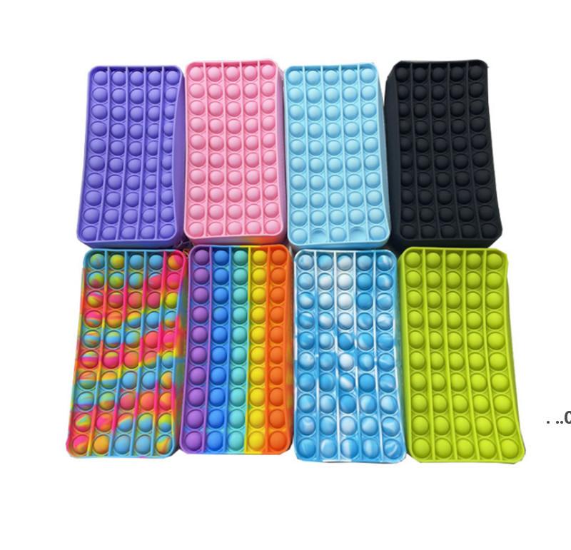 

Fidget Toys pencil case Colorful Push Bubble Sensory Squishy Stress Reliever Autism Needs Anti-stress Rainbow Adult Toy EWB9454