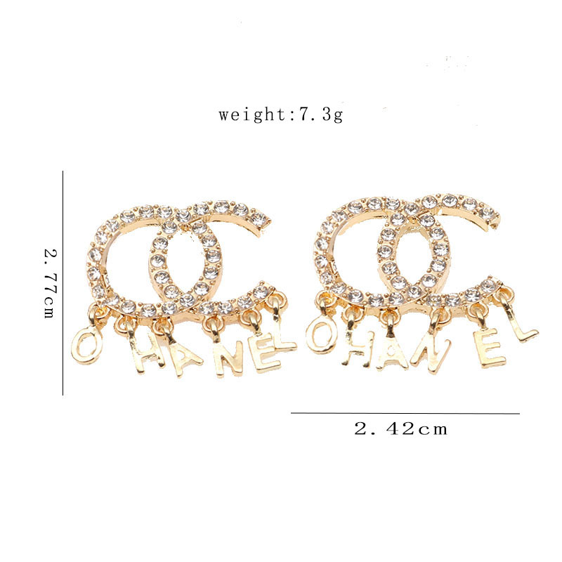 

20Style 18K Gold Plated Dangle Designers Double Letters Stud Earrings Luxury Brand Women Rhinestone Pearl Tassels Earring for Wedding Party Jewerlry Accessories