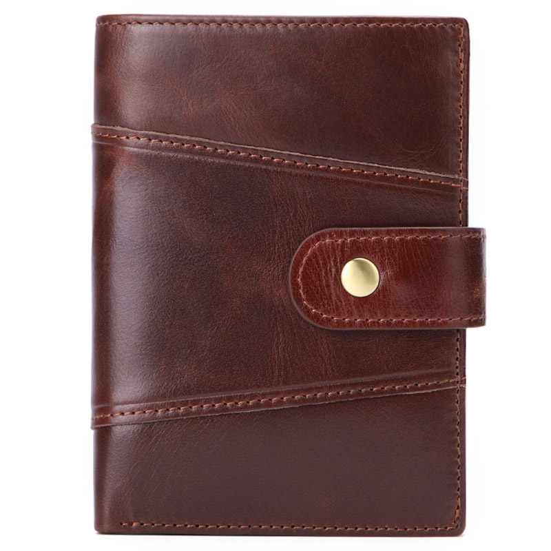 

Man Purse Fold Anti Theft Business Card Holder Pocket ID Bag Vertical Vintage Genuine Leather Wallet, Vertical brown
