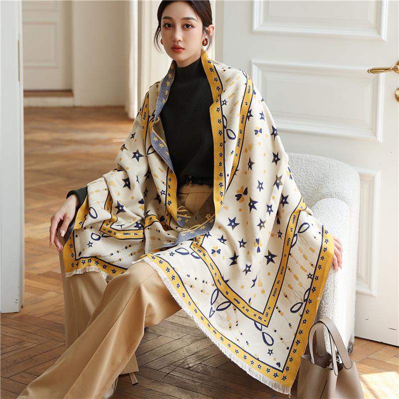 

Scarves Winter Scarf Women's Thick Luxury Cashmere Pashmina Blanket Shawl Print Warm Bufanda Wraps Hijab Ladies Stoles 2021