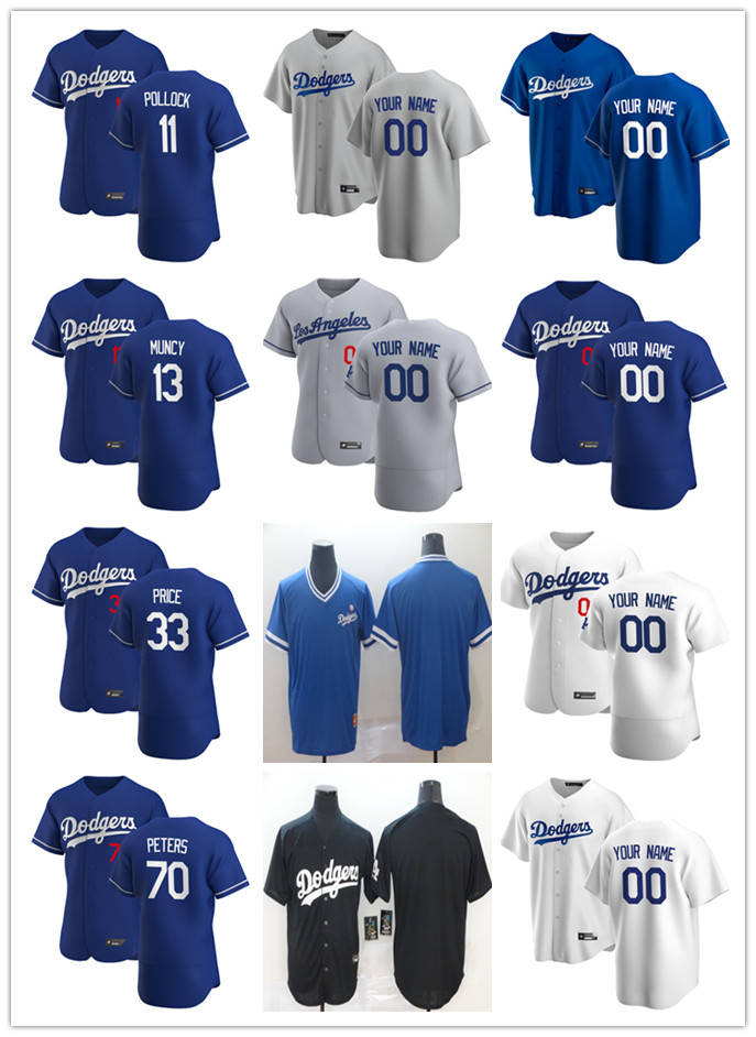 

Men Women Youth Los Angeles Dodgers 13 Max Muncy 70 DJ Peters 11 AJ Pollock 33 David Price Custom Baseball Jersey Blank whit, Blue;black