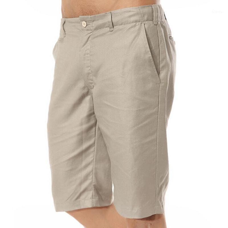 

Summer Men Casual Shorts Linen Loose Breathable Beach Men, Khaki