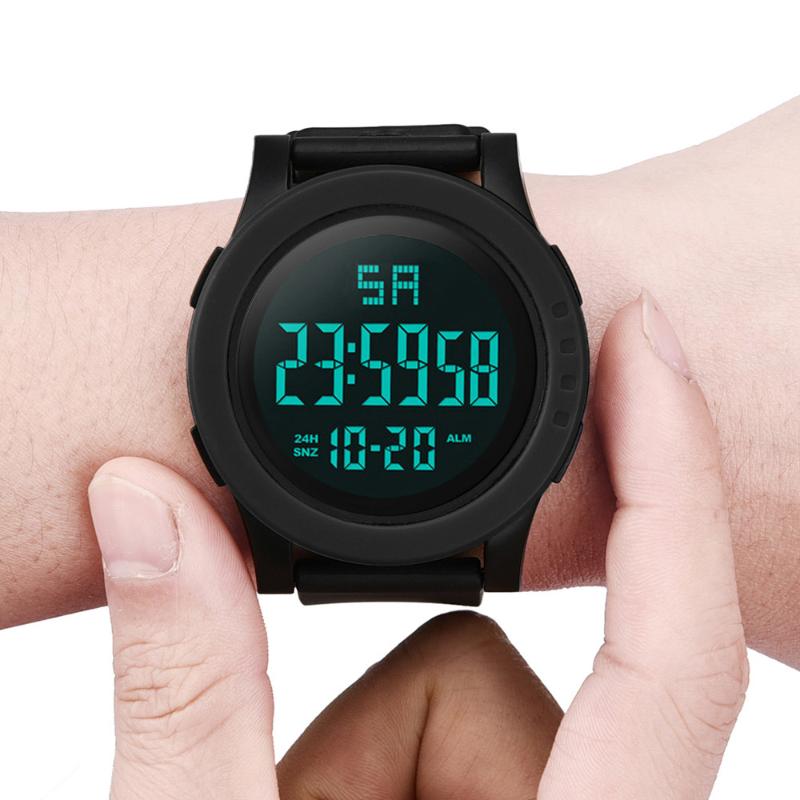 

Wristwatches 2021 Brand Men's Watches PU Strap Simple LED Digital Military Alarm Watch Sport Electronic Waterproof 30m, Black
