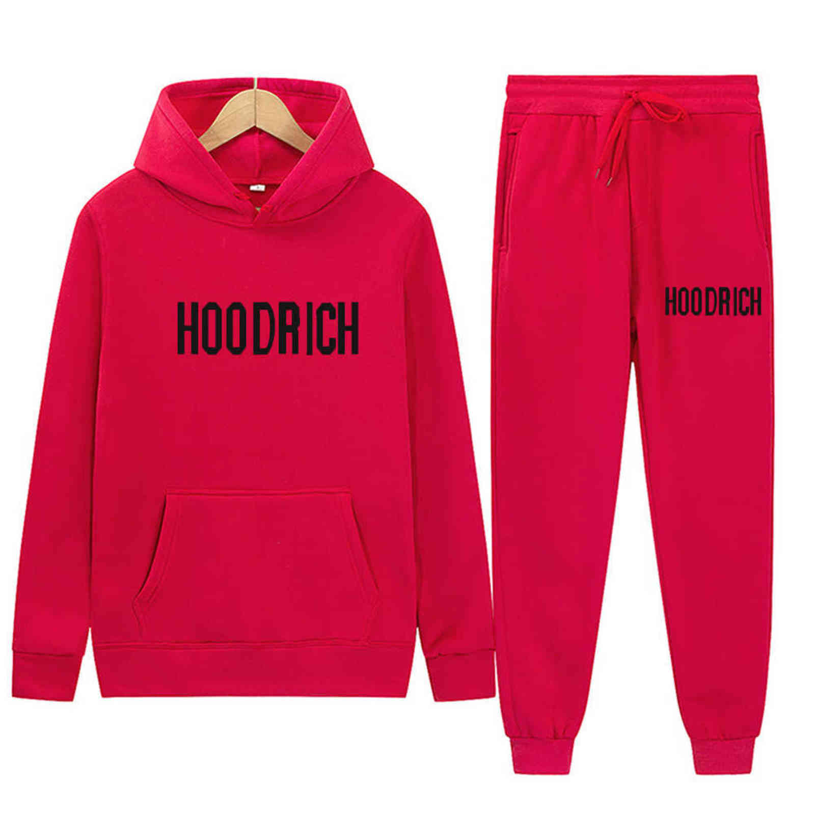 

Tracksuit Hooded Sweater Suit HOODRICH Letter Printing 2-piece Casual Sports Suit European Code Y1119, Burgundy