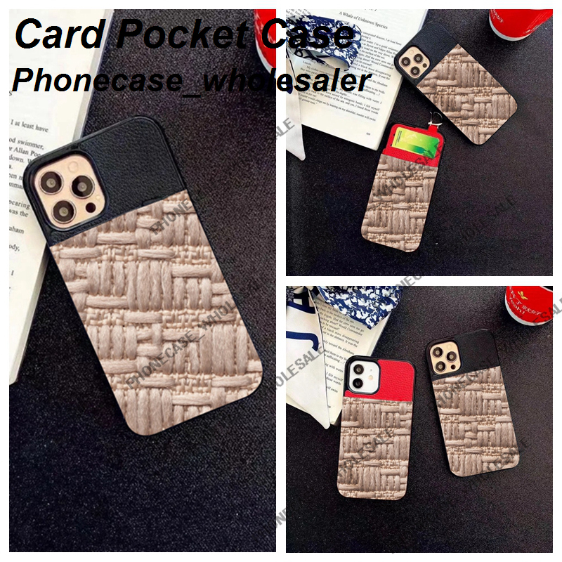 

Fashion Designer Card Pocket Phone Cases for Iphone 12 11 Pro Max 11P XR XSMax 7P 8P 7 8 cover Textile Leather case with gift box 082818, Black logo-c-d