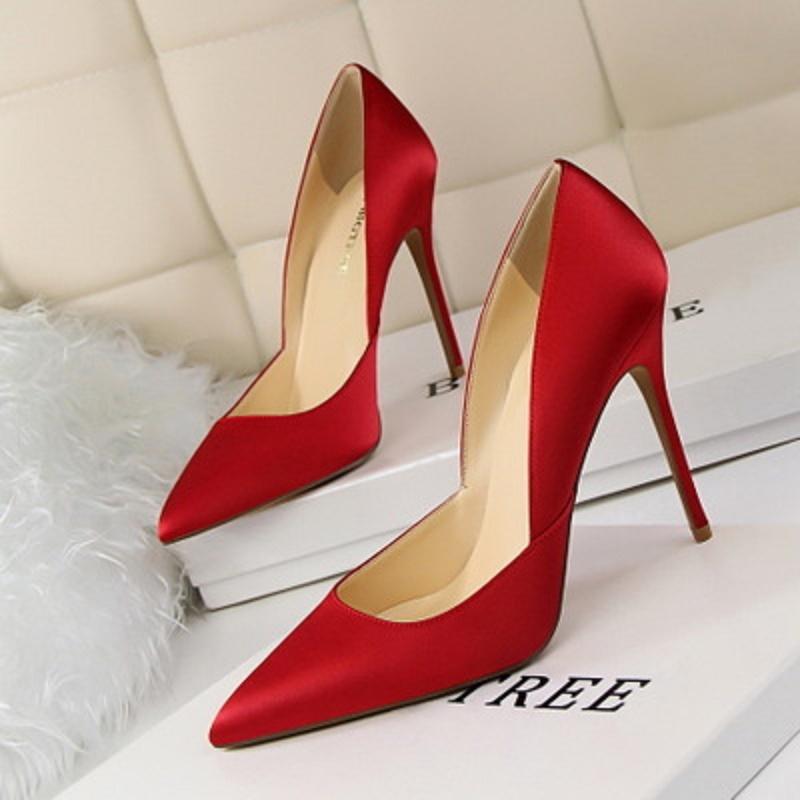 

Dress Shoes Spring And Autumn Ladies Fashion High Heels Sexy Hollow Stiletto With Shallow Mouth Pointed Single, Champagne