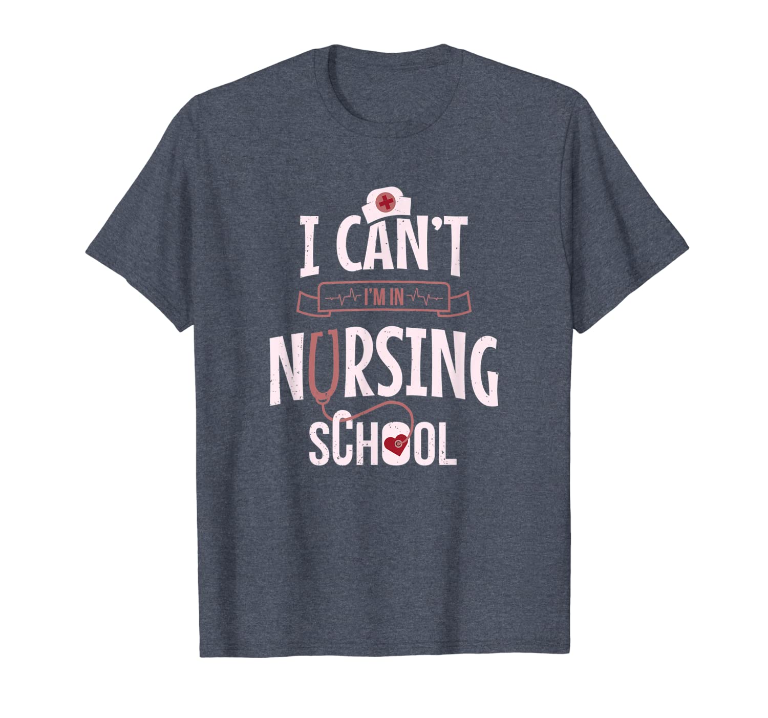 

funny nurse school shirt i can't i'm in nursing school gift, White;black
