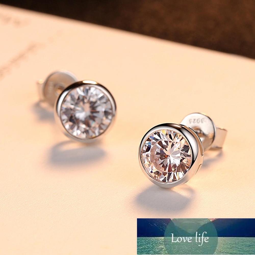 

925 Sterling Silver Christmas Jewelry Crystal Round Stud Earring For Women Gifts pendientes eh1316