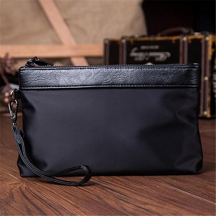 

Factory wholesale men bag lightweight waterproof Oxford fashion wrist bags multifunctional leather wallet Joker casual mobile phone purses, Black (pu leather)