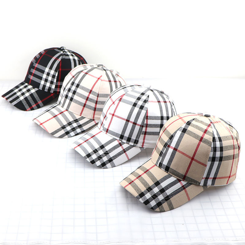 

Cap children's version ins student baseball cap British Plaid versatile fashion men's sunshade couple hat, Blue;gray
