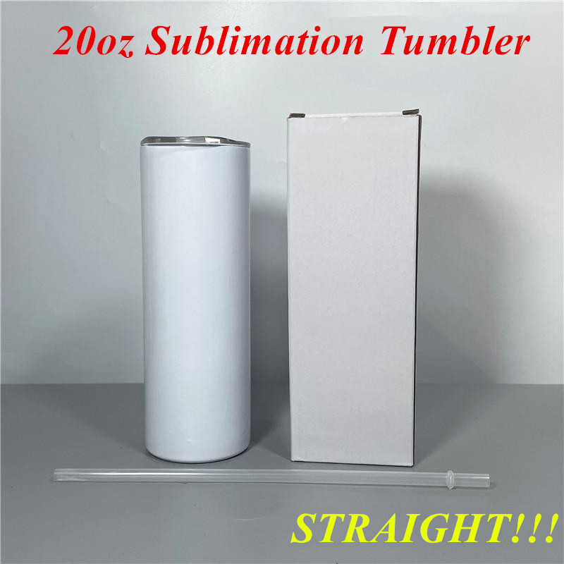 

DIY Sublimation Tumbler 20oz STRAIGHT Skinny Tumbler Straight Cups Stainless Steel slim Insulated Tumbler Vacuum Insulated coffee mug, White
