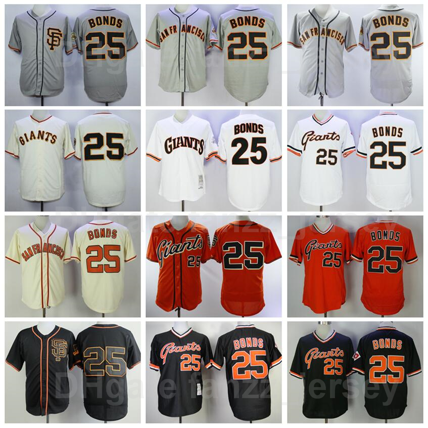 

1989 2004 Retro 25 Barry Bonds Vintage Baseball Jersey Retire Stitched Pullover Flexbase Cool Base Team Color Black Orange White Grey Beige Cooperstown Men Sale