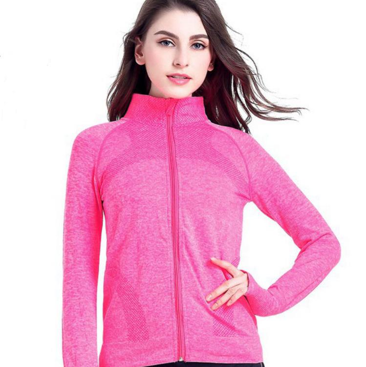 

Running Jackets Autumn Winter Yoga Clothes Stand Collar Leisure Quick Drying Coat Women' Slim Long Sleeve Top Zipper Fitness, Blue