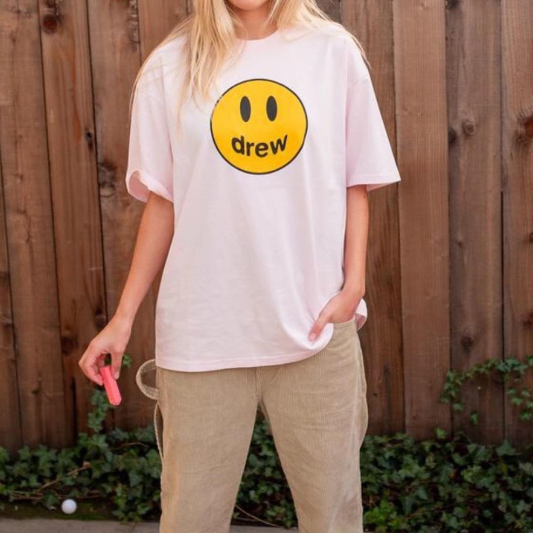

tee Drew house mascot Justin Bieber same smiley face short sleeve T-shirt[Finished on May 10], White;black