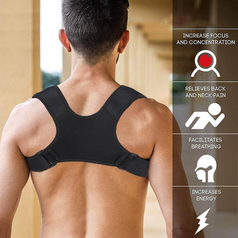 

Back Support Posture Corrector Adjustable Fracture Men/women Clavicle Spine Shoulder Correction Brace Belt Strap M2, Black