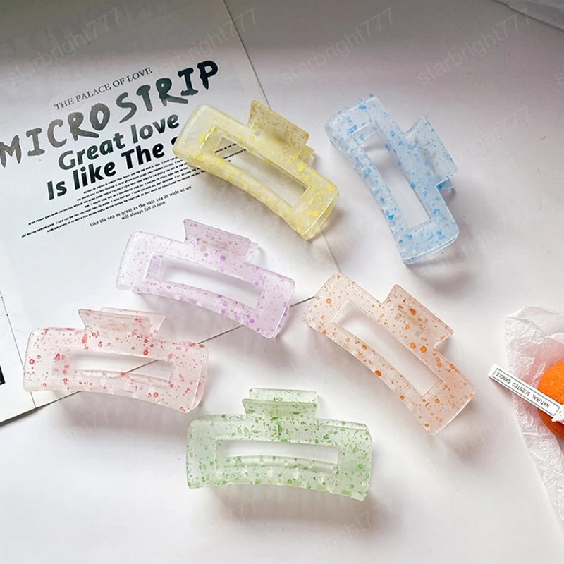 

High Quality Geometric Acetate Hair Claws Large Square Matte Hair Clip Grain Clamps Women Hair Accessories, Mixed color