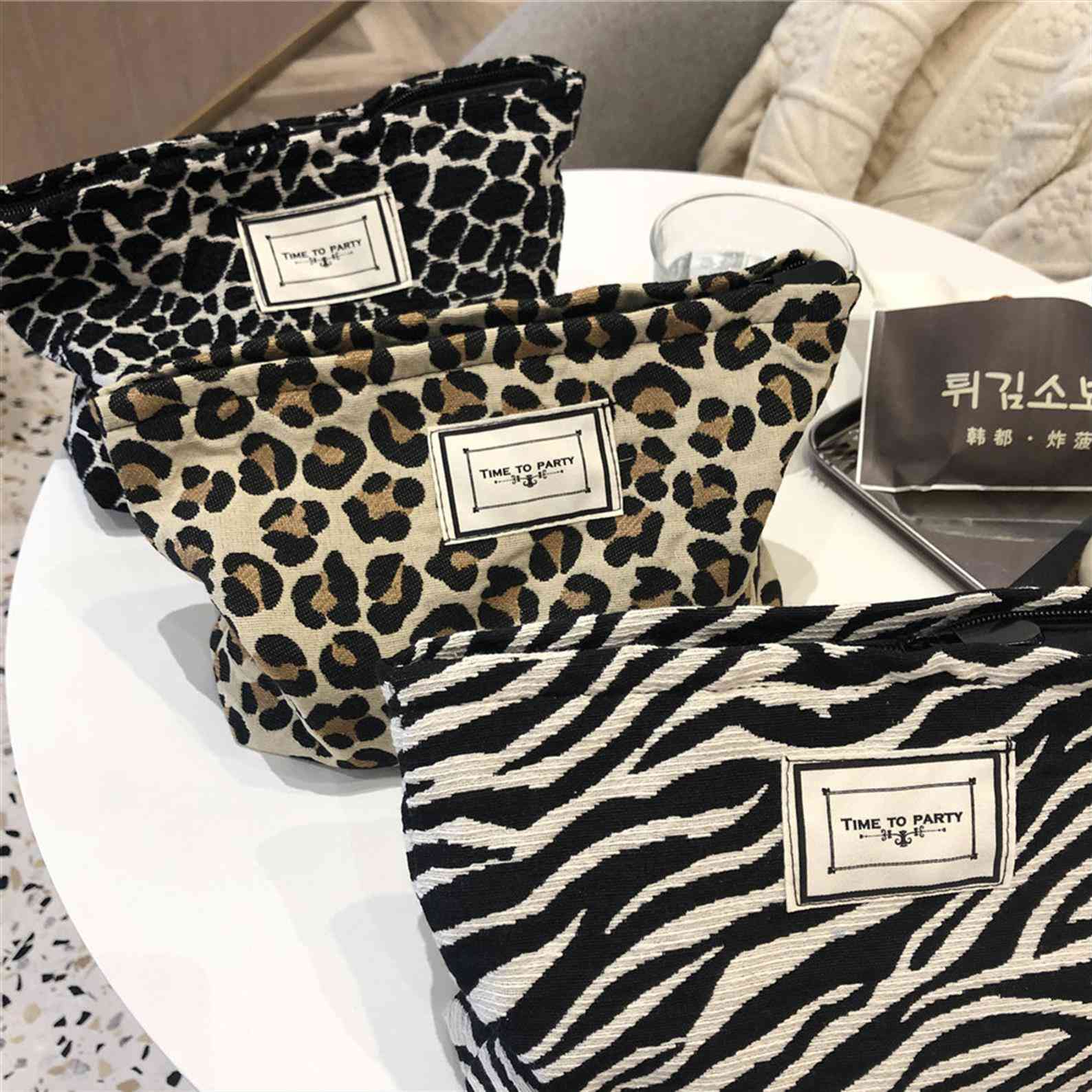 

women small makeup lightweight cosmetic bags animal print organizers fashion zipper handbags for home travel