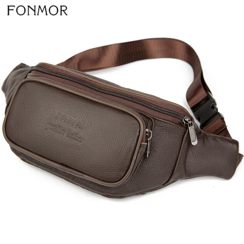 

Waist Bags Fonmor Fashion Men Genuine Leather Packs Male Organizer Travel Pack Belt Mobile Phone Shoulder Bag