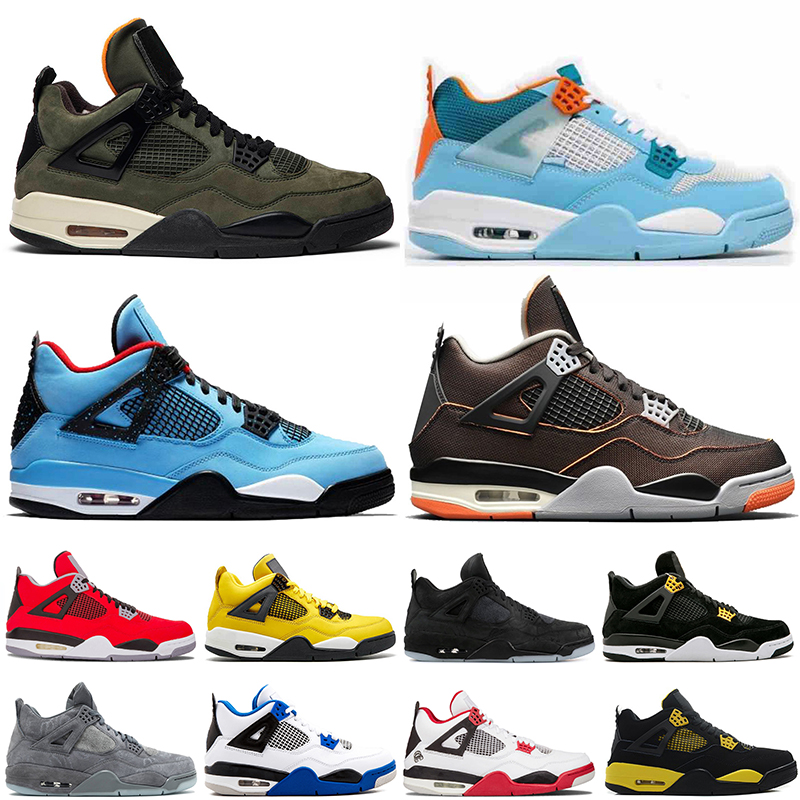 

Jumpman 4 4s Basketball Shoes Top Quality Mens Women Sneakers University Blue Taupe Haze Sail Fire Red Guava Ice Undefeated Court Purple Silver, 11 silver metallic 40-47