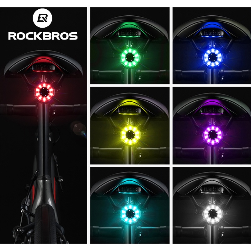 

ROCKBROS 7 Colors Bicycle Rear Light USB Charging Safety Warning Cycling Lamp Colorful Bike Taillight