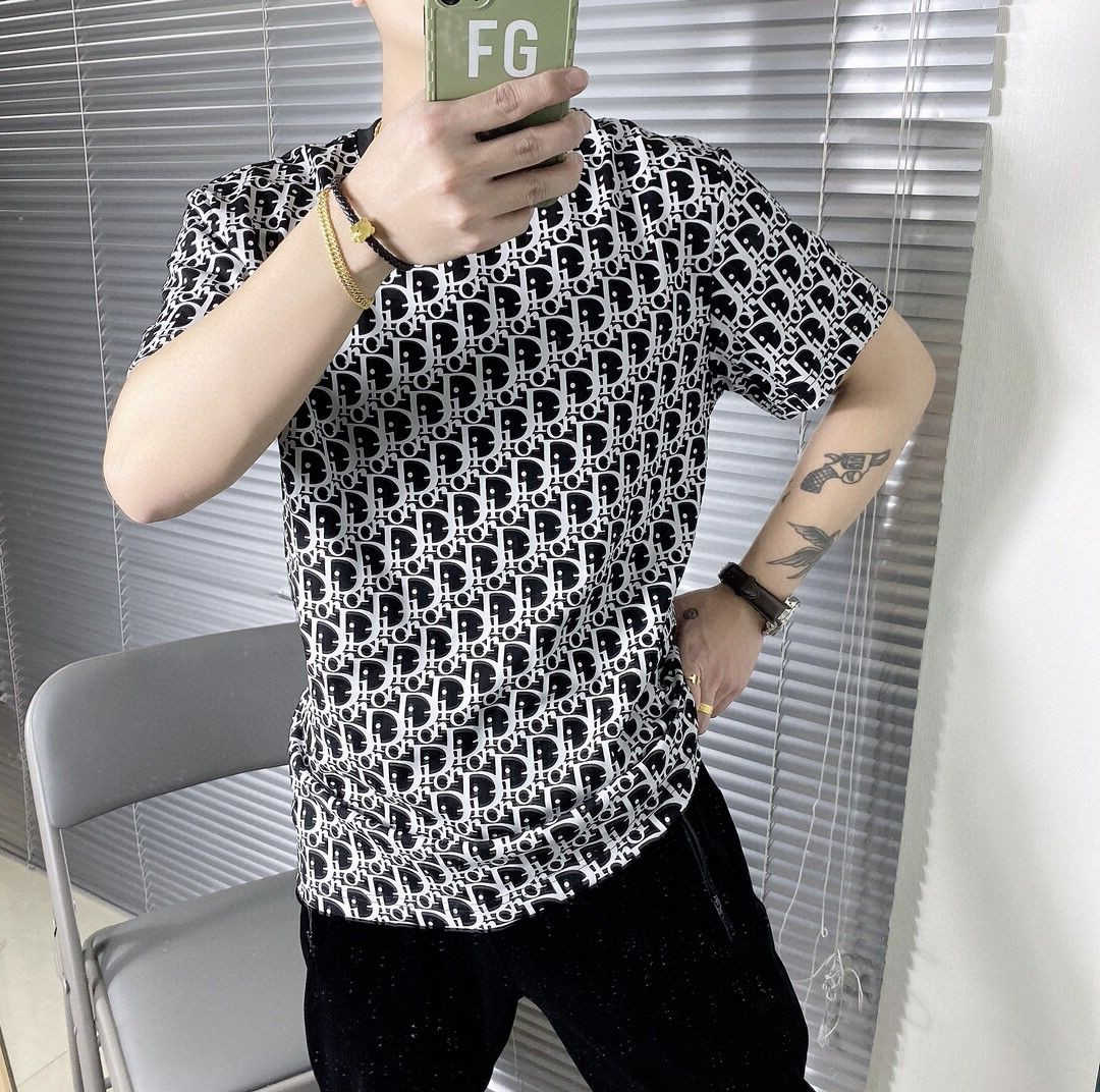 

Fashion brand 2021 spring and summer new CD old flower letter star same cotton loose round neck short sleeve T-shirt for men and women, White;black