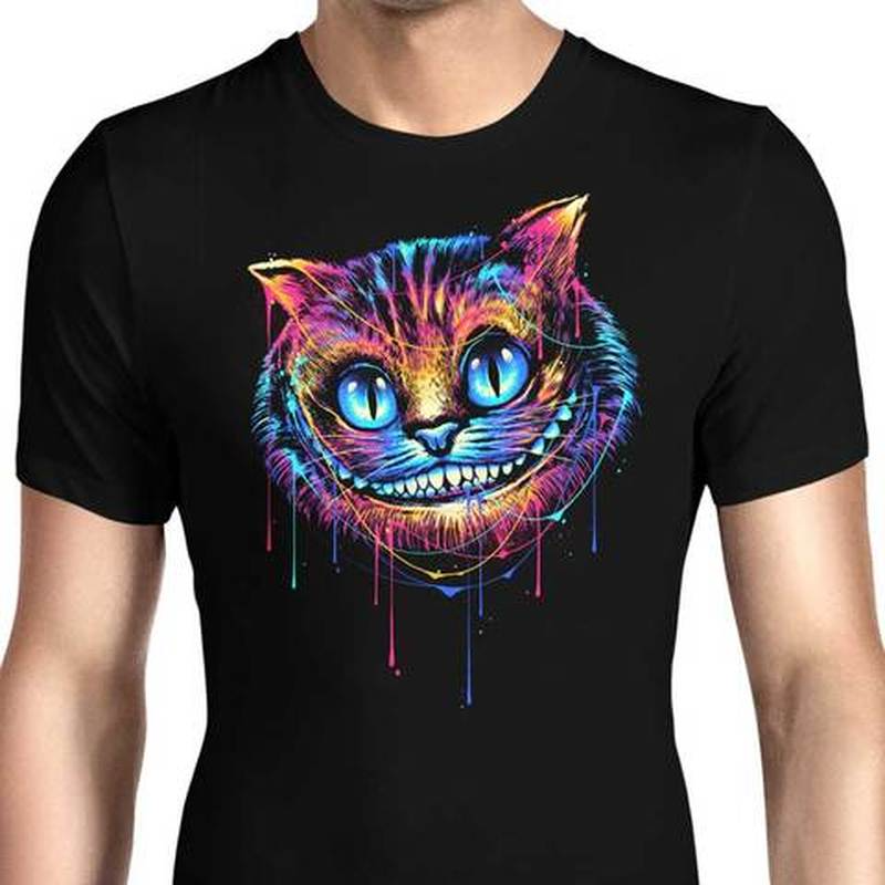 

European Color Cat Pattern Ins Wind Round Neck Short-sleeved T-shirt for Men and Women, Comfortable and Loose, White;black