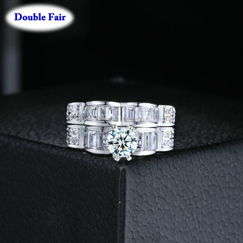 

Wedding Rings Purple Six-claw Zircon CZ Crystal Elegant Engagement Set For Women Fashion Brand Jewelry DWYG010, Slivery;golden