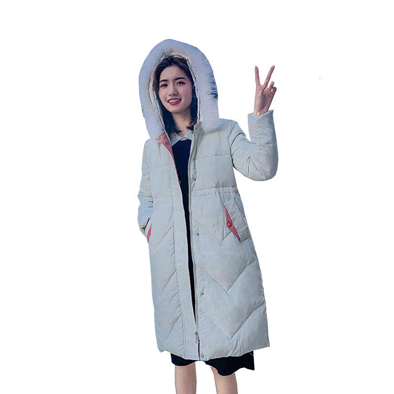 

down Plus size Parkas Women Casual fur collar Hooded Slim Long Winter Coat Thick Warm Down Cotton Wadded Jacket, Black