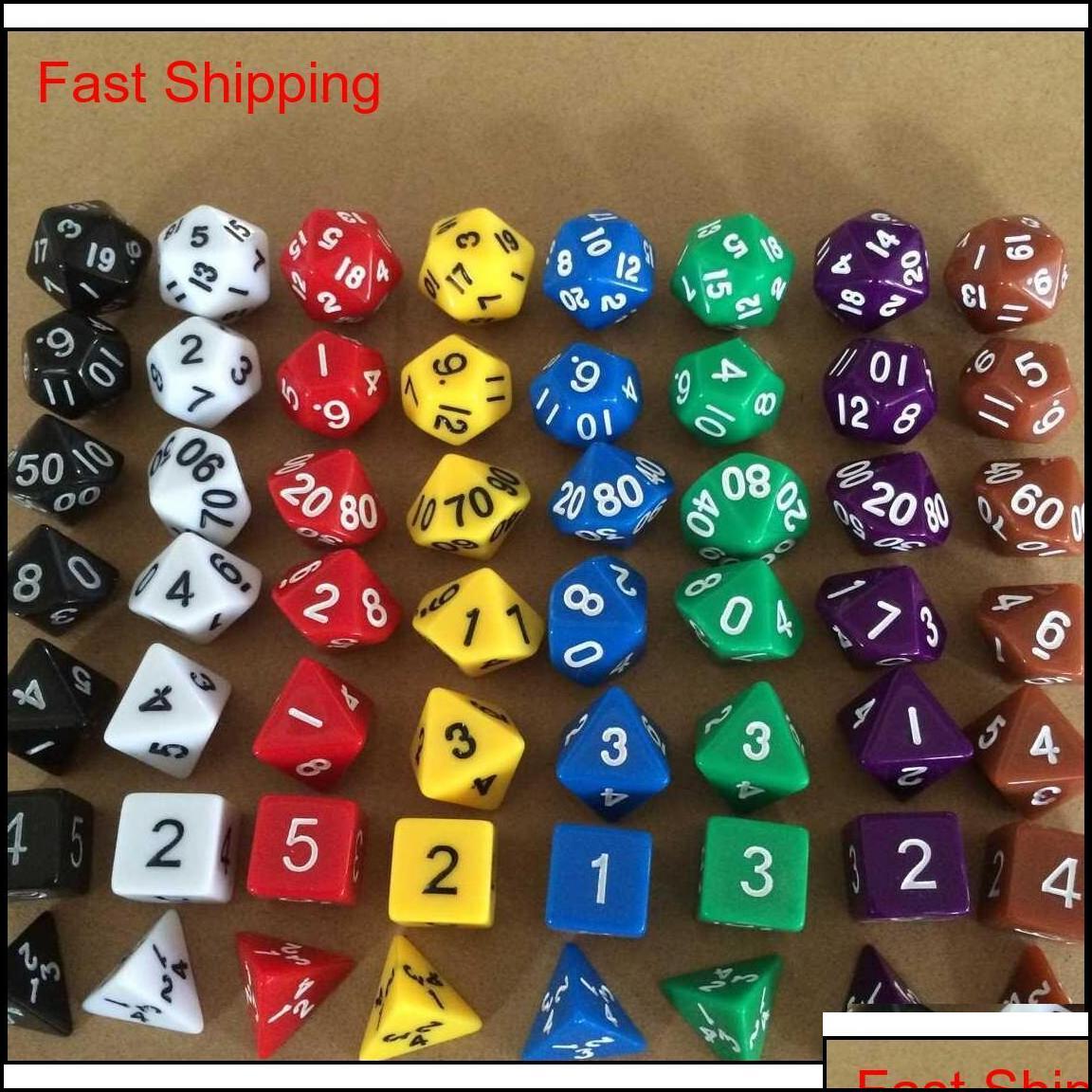 

Gambing Leisure Games Sports & Outdoors 7Pcs/Set Creative Rpg Game D&D Colorf Mticolor Dice Mixed White D4 D6 D8 D10 D12 D20 Dn Qyliju Home2