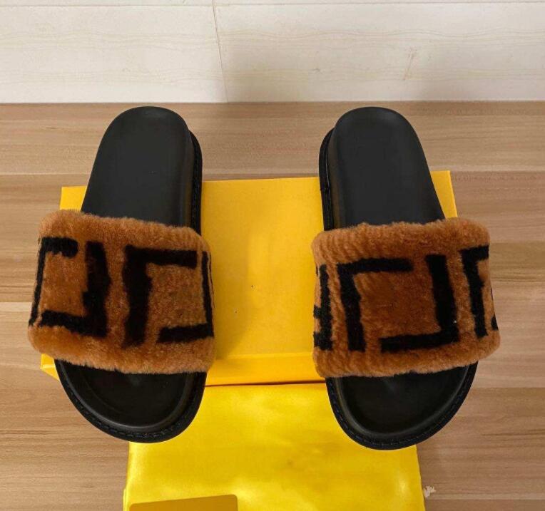 

Classics sandals Fashion slippers slides Furry Vamp Fluff letter Flip Flops women shoes striped Beach causal slipper home with, Black
