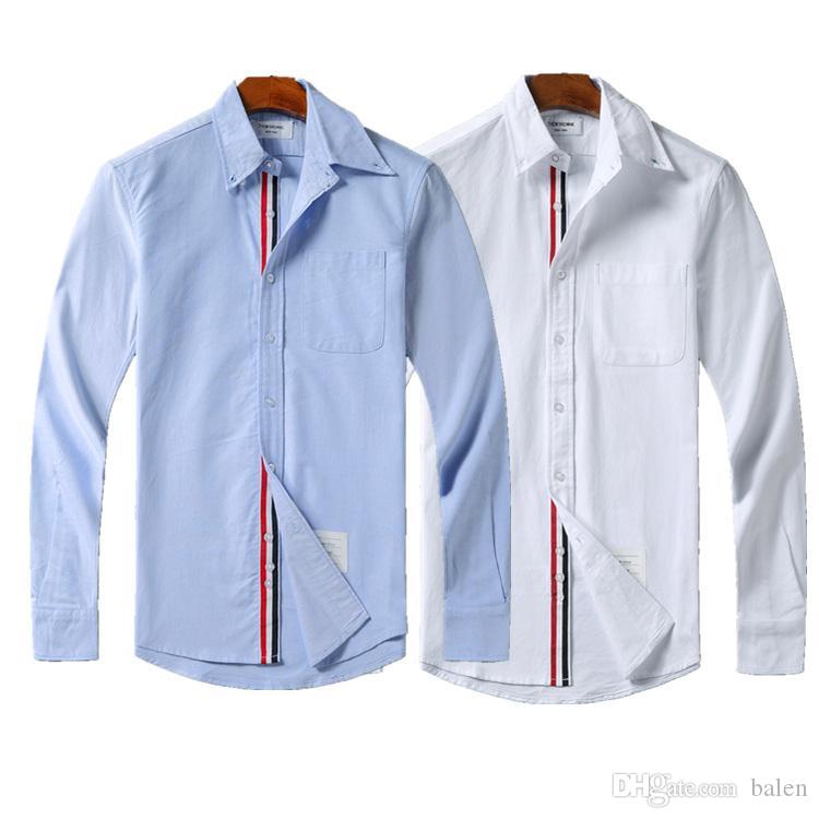 

Fashion luxury THOM Mens designer t shirts browne TB classic long sleeved shirt brown for man casual tshirt vetements, White;black