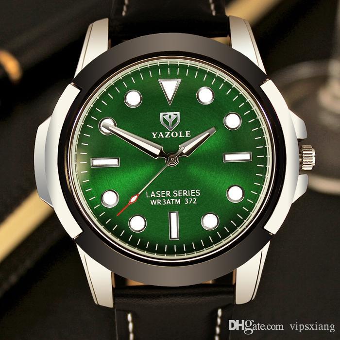

Men luminous waterproof quartz watches woman Diving sports watch Leather strap blue green dial Reloj Hombre Orologio Relogio nk wristwatch, Blue&brown