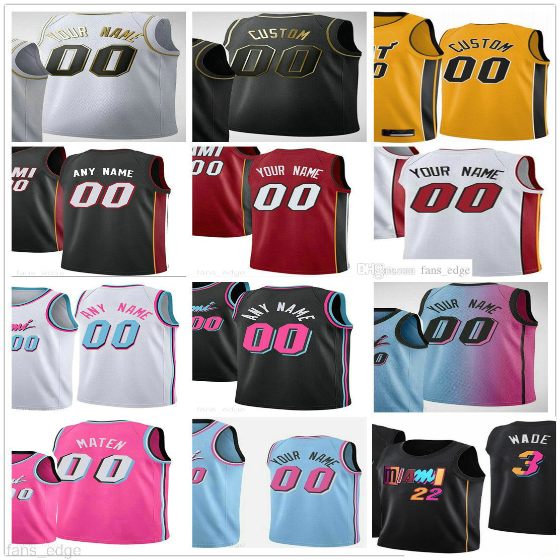 

Custom Printed Jimmy 22 Butler Tyler 14 Herro Bam 13 Adebayo Dwyane 3 Wade 55 Robinson 40 Haslem Victor Oladipo Kyle 7 Lowry Men Women Kids Youth Basketball Jerseys
