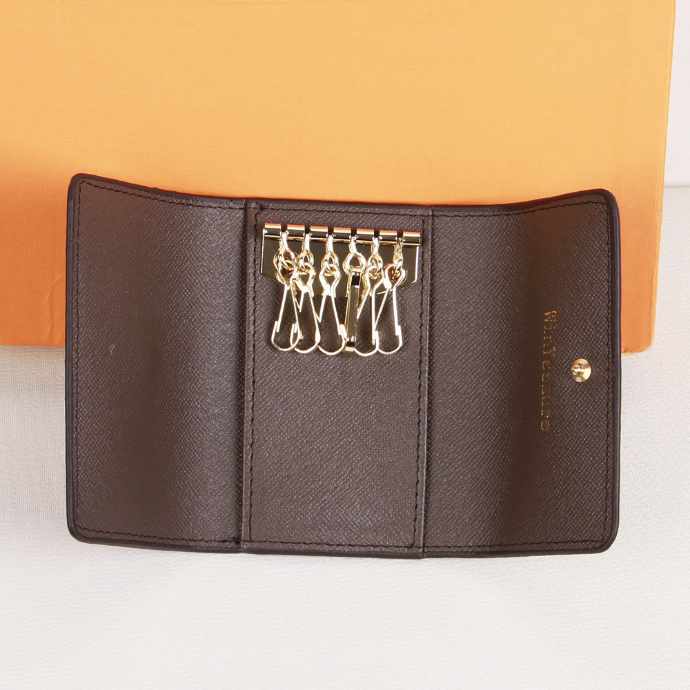 

custom initial Luxury Designer Key holder case wallet brown letter check canvas Multifunction coin purse de luxe loui, Red;blue