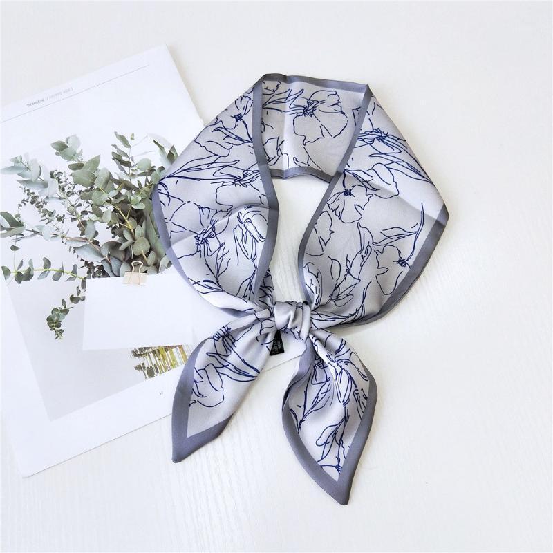 

Scarves Design Spring Letter Skinny Scarf For Women Bag Hair Neck Silk Ladies Foulard Headband & Wraps, Blue;gray