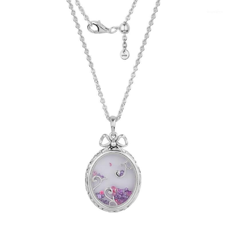 

Sterling Silver Locket Of Dazzle Necklace With 70cm Chain Multi-Colored CZ Fits For Women Gift Chains