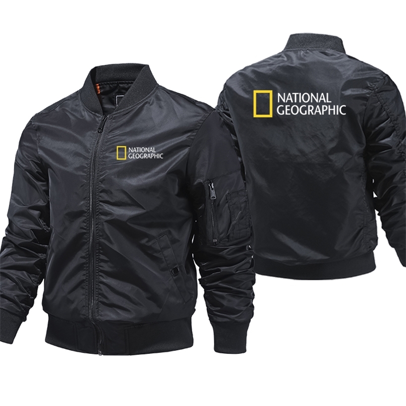 

Selling National Geographic Bomber Jacket Men Casual Windbreaker Zipper Pilot Air Thick Motorcycle Coat 220108, Yellow