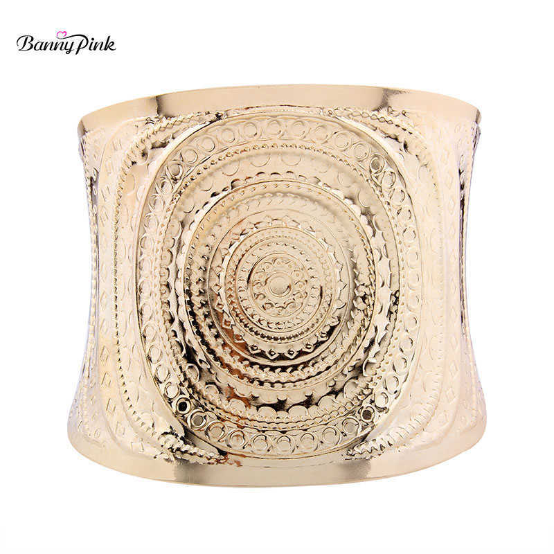 

Banny Pink Alloy Geo Channel Setting Bangle Bracelet for Women Exaggerated Metal Bangle Bracelet Fashion Jewelry Pulseras Bijoux Q0719