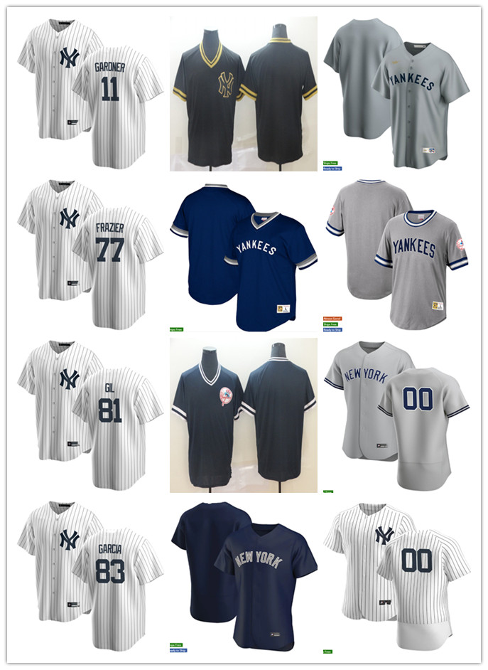 

Men Women Youth New York Yankees 77 Clint Frazier 83 Deivi Garcia 11 Brett Gardner 81 Luis Gil Custom Baseball Jersey Blank, Blue;black