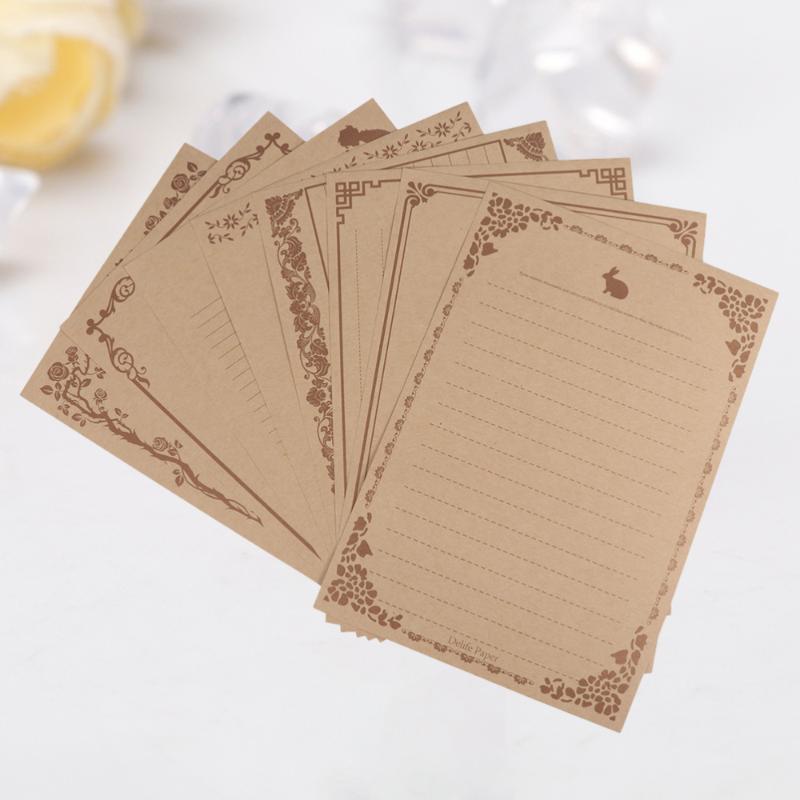 

Gift Wrap 8Pcs Intage Writing Paper Creative Note Letter Stationery For Home Office School(Beige)