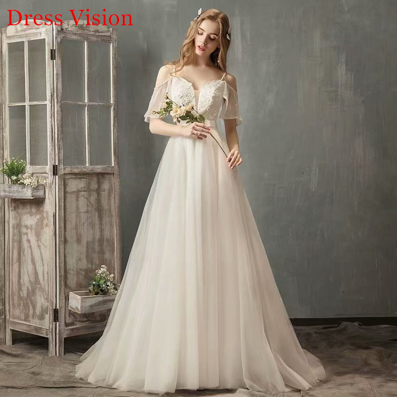 

Vestido De Noiva Lace Tulle Wedding Dress Robe De Soiree Bride To Be Lace-Up Robe De Marie, White