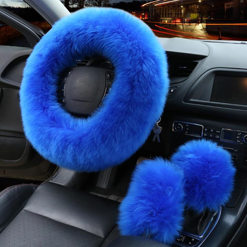

Steering Wheel Covers 3pcs/set Winter Wool Car Cover Australian Heated Auto Handbrake Gear Shifter