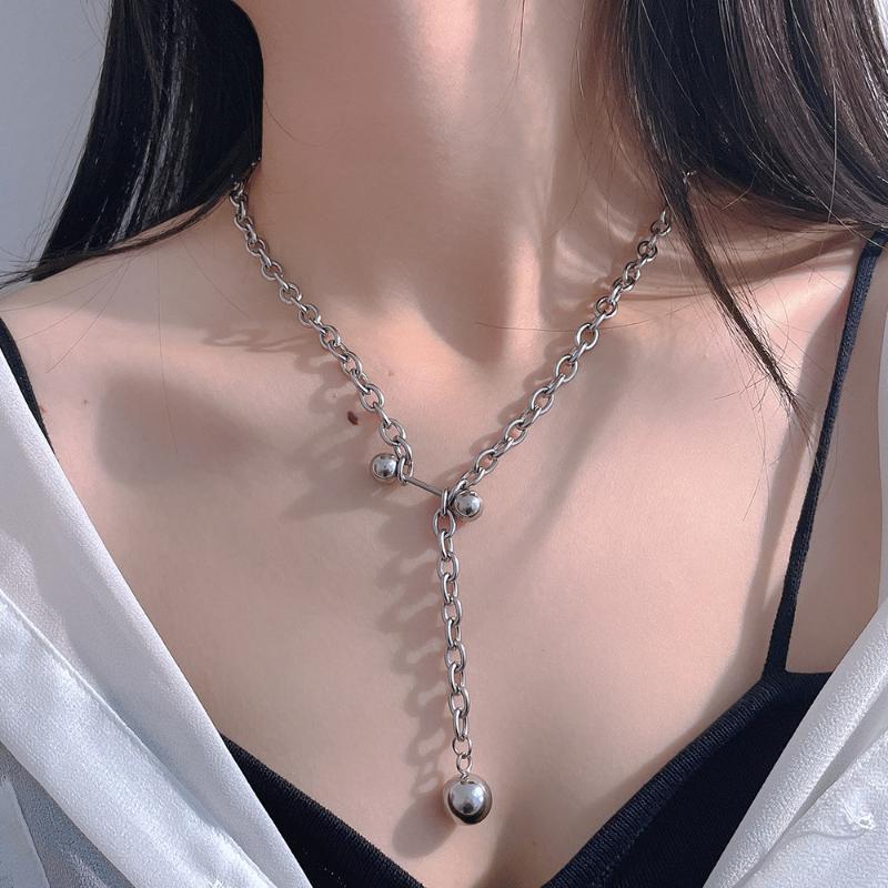 

Pendant Necklaces Fashion Stainless Steel Jewelry For Woman 43cm Silver Color Personalized Clavicle Chain Necklace NRYZA023