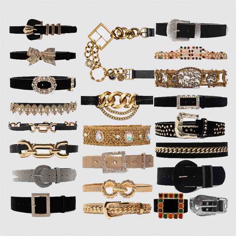 

Designer belts 2023 Dvacaman ZA Luxury Crystal Pearl Maxi Buckle for Women Charm Limited Link Leather Belts Waist Jewelry