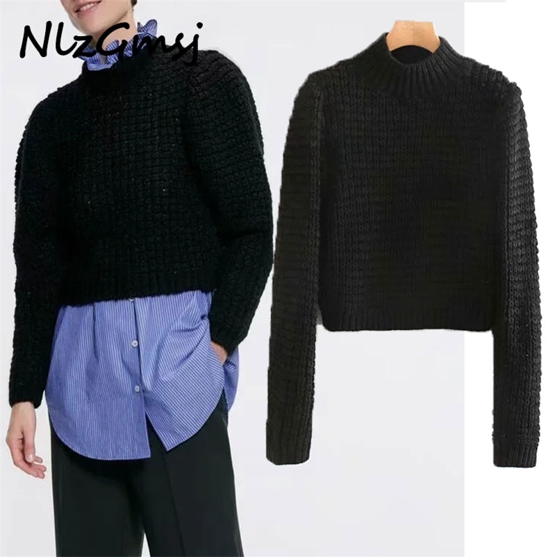 

Sweater Women s And Pullovers Autumn Winter Vintage Long Sleeve black Female Casual Knitted 210628, As picture