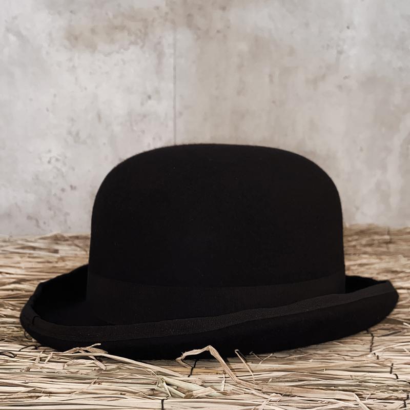 

Wide Brim Hats 100% Wool Bowler Hat For Women Men Dome Fedora Traditional Crushable Billycock Groom Cap Dad Big Size XXL, Black